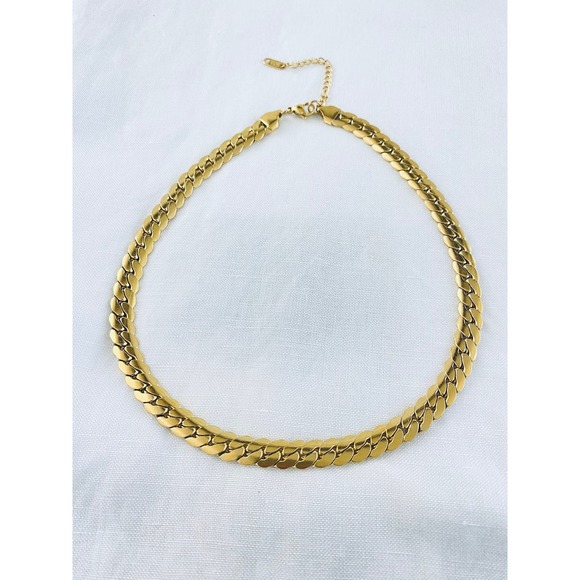 SHABA 18K Gold Plated Stainless Steel Braided Bone Chain Necklace Gold Silver - Picture 9 of 11